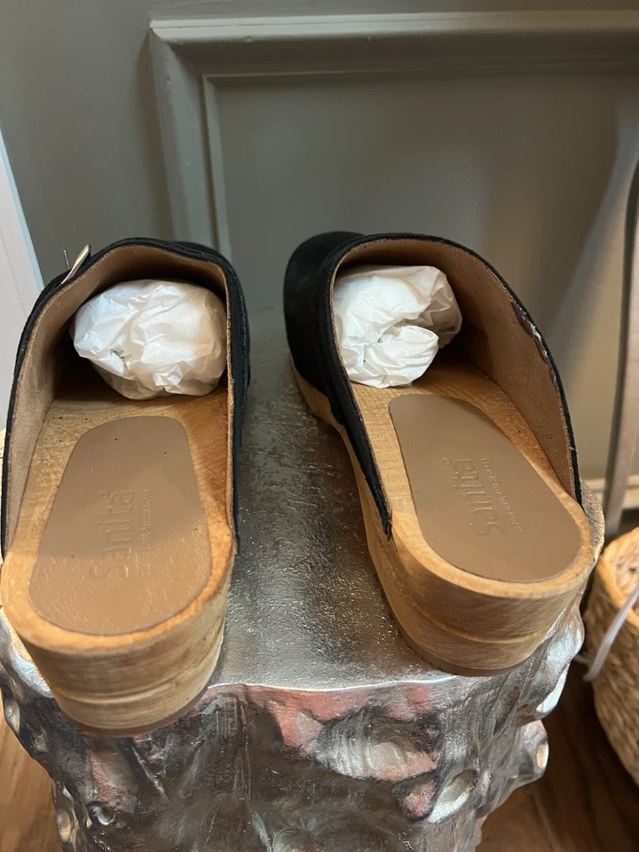 Zuecos de gamuza negros daneses Sanita Heidi abiertos NUEVOS EN CAJA 41 EE. UU. 10 Foto 4 de 4