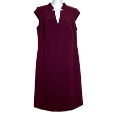 Esprit Fitted Sheath Dress Notched Vneck Cap Sleeves Wine NWT Women's US 10