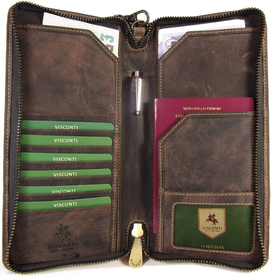NEW! Visconti Hunter Leather Travel Organizer Wallet w/ RFID Blocking, Gift Box - Image 3 of 4
