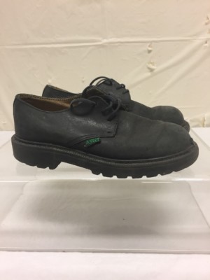 VINTAGE Aster Black Leather Shoes Kids Boys Sz 31 DISTRESSED Youth 13