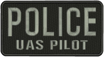 POLICE Embroidery Patch 4x11 hook on back BLK//gray