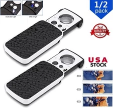 2× Jewelers Loupe Magnifier Light Jewelry Loop 30X 60X 90X Magnifying Glass US