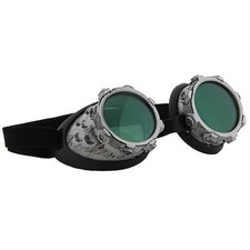 ADULT STEAMPUNK GOTH VICTORIAN CYBERSTEAM SILVER GREEN COSTUME GOGGLES GLASSES