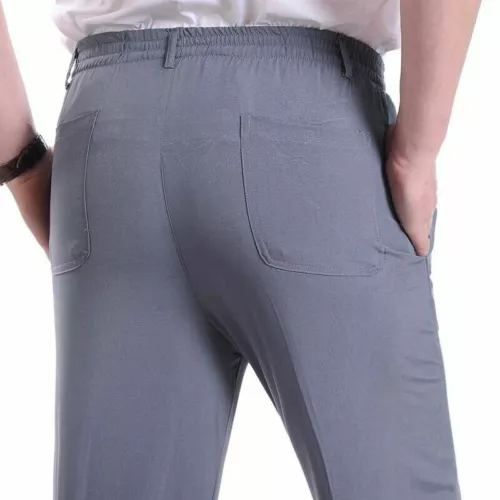 Hombres Pantalones Pantalones Pierna Recta Cintura Elástica Negocios Formales Sueltos Verano Negro - Imagen 11 de 19