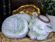 Heavenly Halo Angel Cat Urn For Ashes Statue 7.5"Wide Pet Memorial Figurine