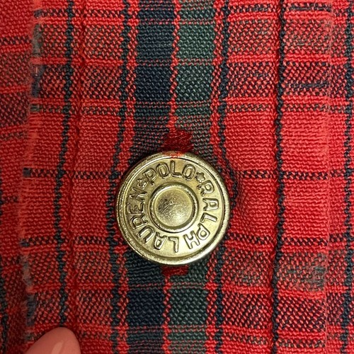 Vtg 80's Polo Ralph Lauren Red TARTAN Plaid DISTRESSED Work Chore Shirt USA M - Picture 5 of 8