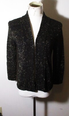 AUGUST SILK Black Gold Cardigan Wrap Sweater Women's Size S NWT $69.00