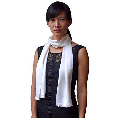 WHITE SATIN SILK SCARF