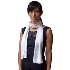 NEW Royal Silk® Off-white Aviator Scarf 2-Layer Satin Silk