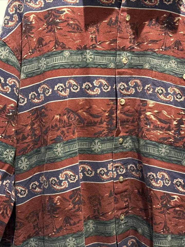 Camisa Pendleton Para Hombres Abotonada Franela Occidental Gamuza Paisley Canoa Esquí Grande Foto 2 de 4