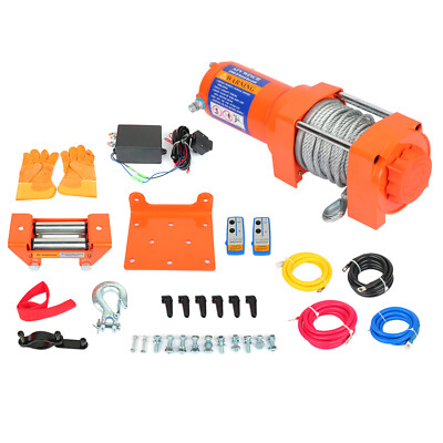 Electric Winch Towing Trailer Steel Cable Off Road w/wireless remote 3500LBS 12V