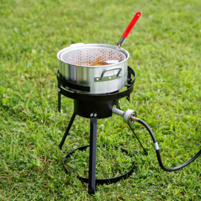 OUTDOOR FRYER SET Gas Stove Propane Stand w/ Pot Basket Fish Fries Chicken  Wings