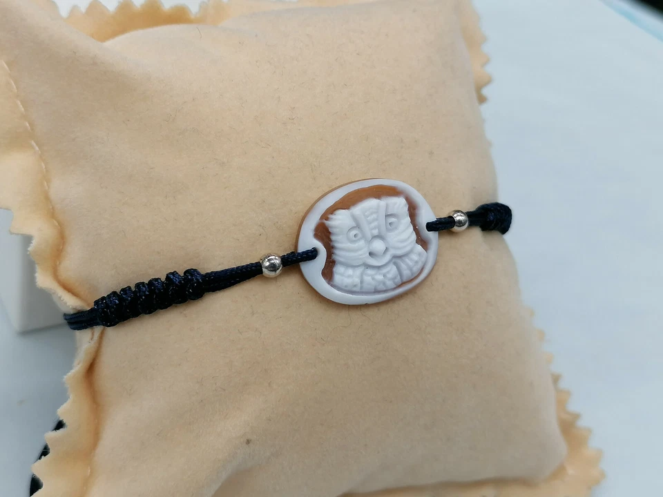 bracciale da uomo o donna vero cammeo portafortuna argento bianco 925 vero cameo - Immagine 4 di 4