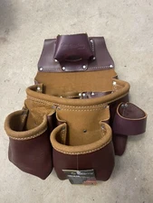 SITEGEAR 3-Pouch Pro Leather Tool Bag with Tape Holder 51-15018-DB