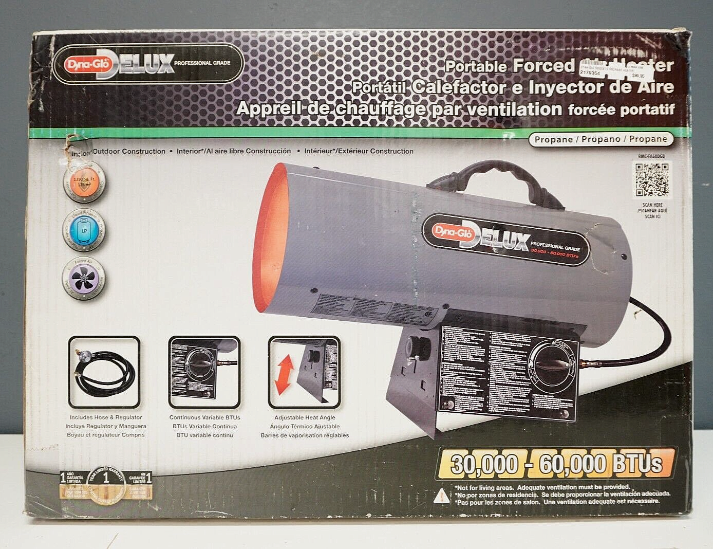 Dyna-Glo Heater RMC-FA60DGD Delux 30K-60K BTU Portable Forced Air Propane  Heater | eBay