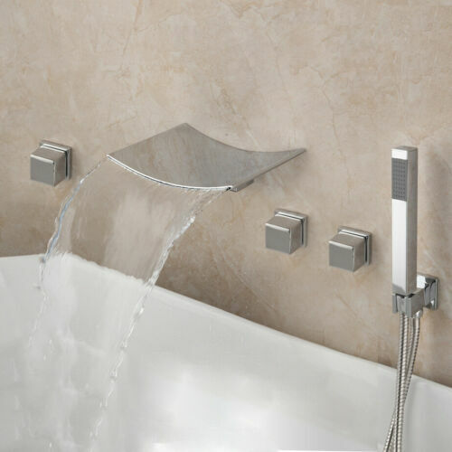 5PCs Waterfall Shower Set Bathtub Bathroom Tub Basin Faucet Mixer Tap Chrome