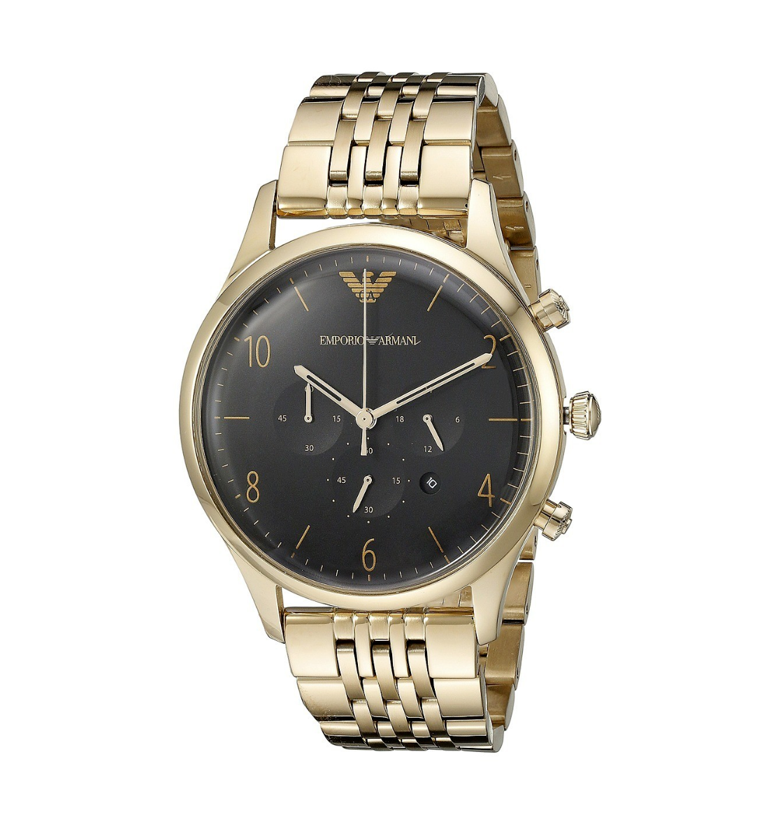 EMPORIO ARMANI AR1893 GOLD/BLACK MENS GOLD PVD PLATED WATCH - NEW