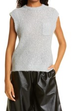 ATM Anthony Thomas Melillo Sequin Sweater Vest in Fog XS