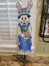 Vintage 1997 Easter Bunny Spring Plastic Yard Stake Sign Outdoor. 26"