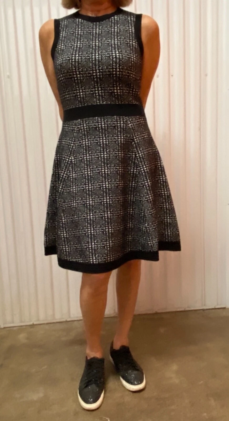 Abito completo KATE SPADE nero bianco maglia slvles skater mod west nuovo sm SC091