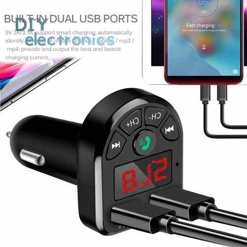 Wireless Bluetooth 5.0 FM Transmitter QC3.0 Hands-free Radio AUX Adapter Car US - Zdjęcie 5 z 15
