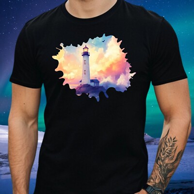 Herren T-Shirt Leuchtturm Motiv Baumwolle Größe XS bis 5XL