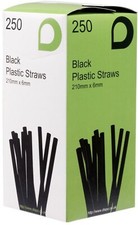 5000 Black Flexi Straws 210mm x 6mm/8” Long 6mm Bore Bendy Straws For Bars Cafes