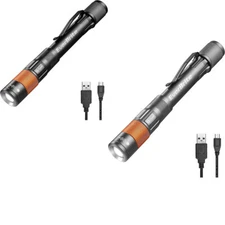 EverBrite Black/Gray Rechargeable Pen Light Zoomable Water Resistant Aluminum US