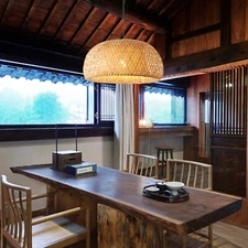 Vintage Pendant Light Bamboo Wicker Rattan Shade Ceiling Lamp Hanging Fixture