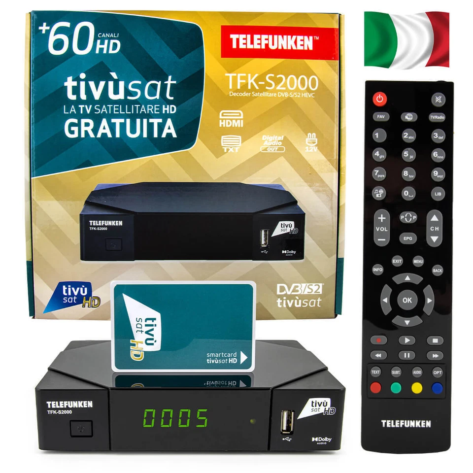 Tivusat Receiver mit Karte aktiviert HD Sat Ricevitore Italia TV TFKS 2000 Telef - Bild 4 von 4