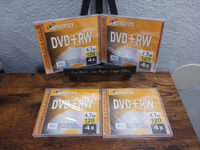 New-Sealed Lot of 4 Memorex DVD+RW 4x 4.7gb 120  Minute Video  Blank DVD-RW