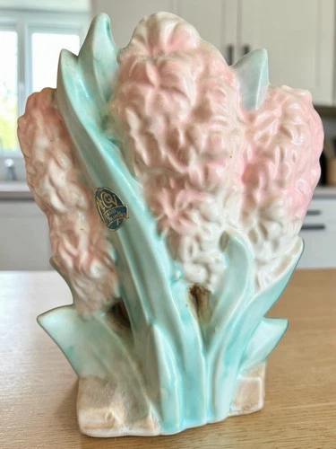 Vintage 1950's McCoy Pink Hyacinth Shape Vase/Planter with LABEL *See Flaw