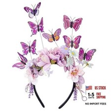 Butterfly Fascinator Headband, Monarch Flower Crown Purple