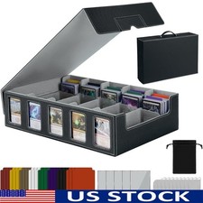 Trading Card Storage Box Portable Organizer W/ Magnetic Closure 5-Row Capacity