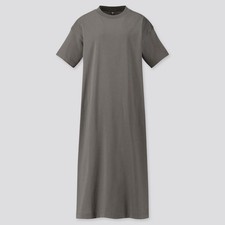 UNIQLO Mercerized Cotton Long T Dress Short Sleeve Gray M