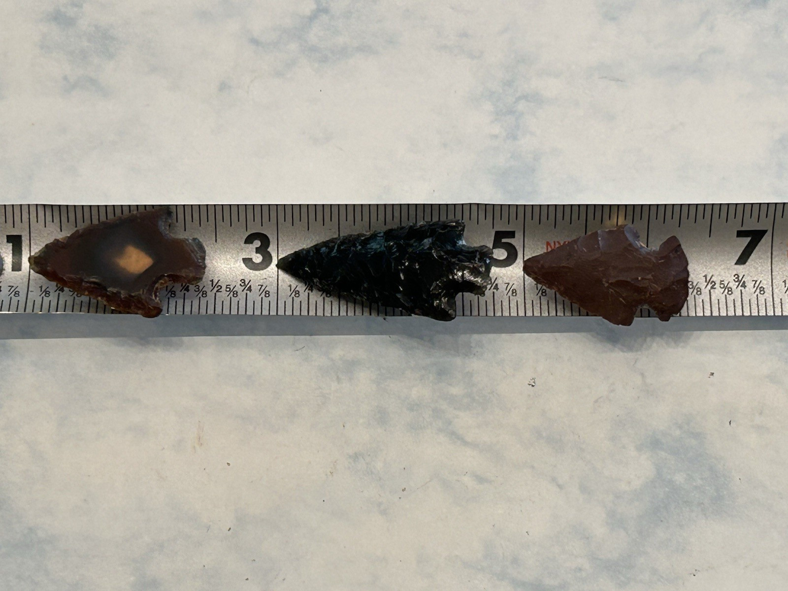 3 - VTG Flint Arrowhead Spearhead Western Bolo Tie - Agate Obsidian? No Strings