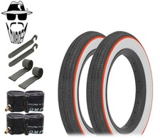 ORIGINAL LOWRIDER BICYCLE 12 1/2x2 1/4 TIRE BLACK/WHITE RED LINE SLICK II 8/PC