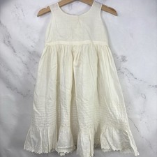 Antique 1900s Edwardian Baby Dress White Cotton Lawn Eyelet Pintuck 12M Flaw 