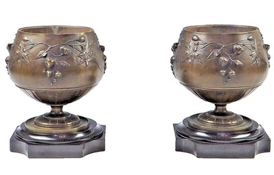Bronze Tischplatte Pflanzgefäße 19. Jahrhundert Paar