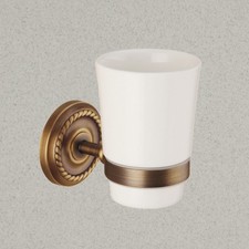 Vintage Antique Copper Toothbrush Cup Holder Wall Mounted Ceramic Cup Rack