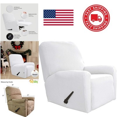 Recliner Stretch Sofa Slipcover Large Snow White Elastic Bottom Anti Slip Fabric