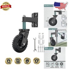 Upgraded 6" Gate Wheel  550lb Heavy Duty  Spring Loaded Swivel  Solid Rubber