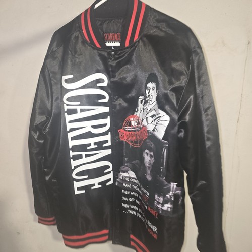 Reason Clothing x Scarface Satin Varsity Bomber Jacket - Mens Large