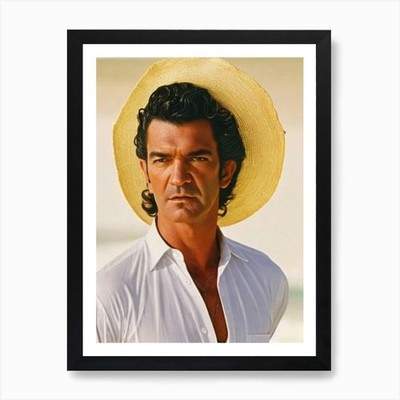 Antonio Banderas Retro Collage Film gerahmtes Wandbild Poster Leinwanddruck Bild