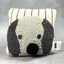 Mud Pie Hooked Wool Mini Dog Pillow 6” Decor