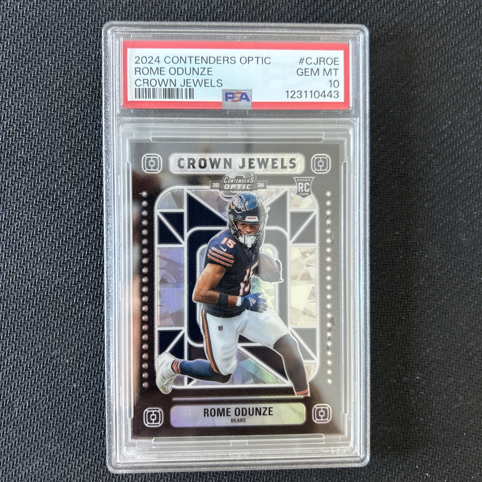 2024 Contenders Optic Football Rome Odunze Case Hit Crown Jewels SSP PSA GEM 10