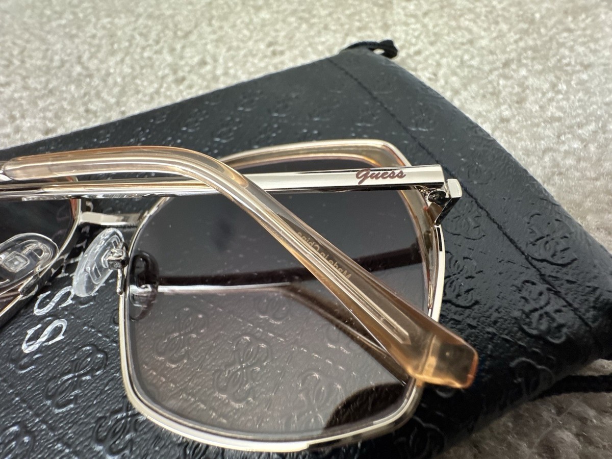 Guess Women\'s Sunglasses with Gold Frame and Brown Gradient Lenses GF0410-33F Guess Factory Brown Gradient Butterfly Ladies Sunglasses  main image 3