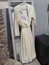 Vanity Fair- Vintage Cream Robe  Pajamas Dress with Embroidered Details