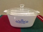Corning Ware Blue Cornflower Dish P-1 3/4-B w/Pyrex e-1 lid - 1.75 Qt Vintage