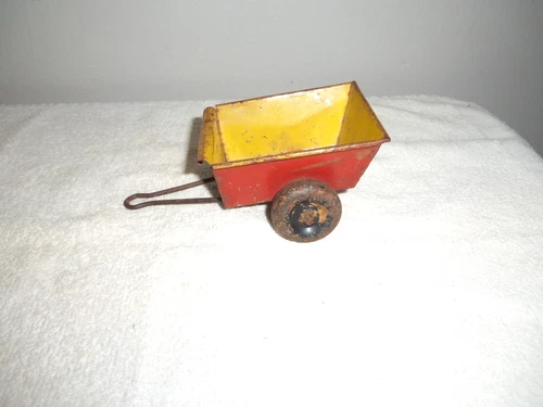 Vintage 1940's Ohio Art "Red & Yellow Pressed Tin Cart/Wagon" Toy